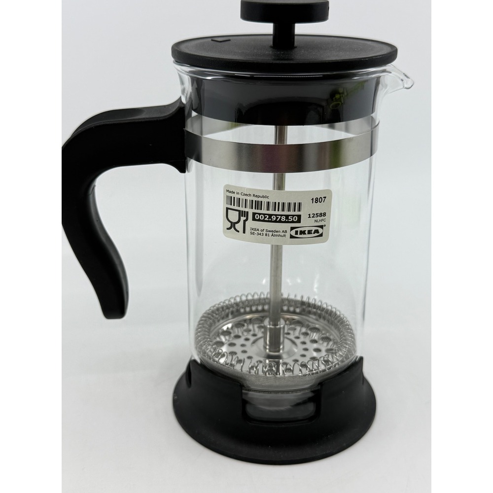 IKEA UPPHETTA French Press Coffee Maker 13oz Black Glass 002.978.50 Small 0.4l